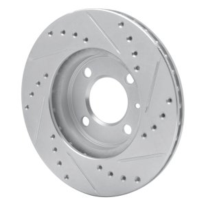 Volkswagen Quantum Brake Rotor (1) - Front Left - R1 Concepts - Drilled & Slotted - Silver - `86-`08